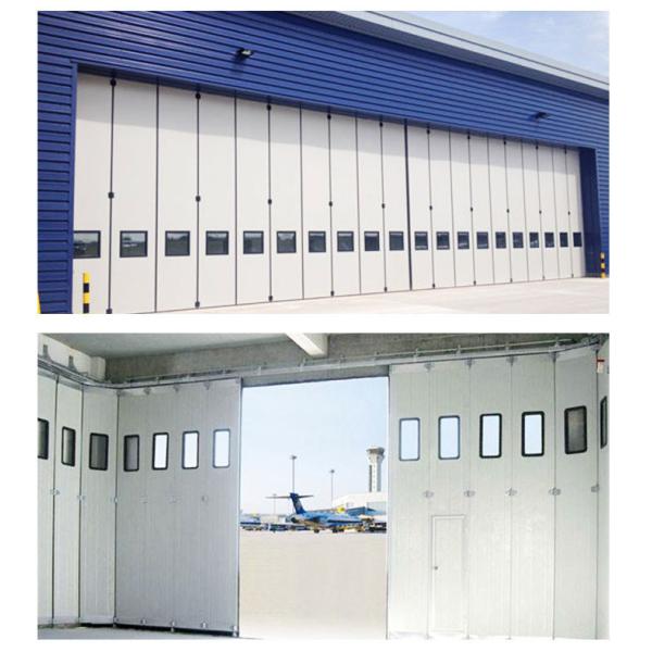 Airplane Bi Fold Hangar Door Exterior Hot Dip Galvanized Steel 22m Height 550W Motor