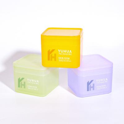 Square Double Wall Plastic Jars Flip Top Cap Makeup Cotton Container Jar With Tweezers
