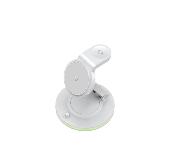 Carregamento sem fio para telefones relógios fones de ouvido preto e branco