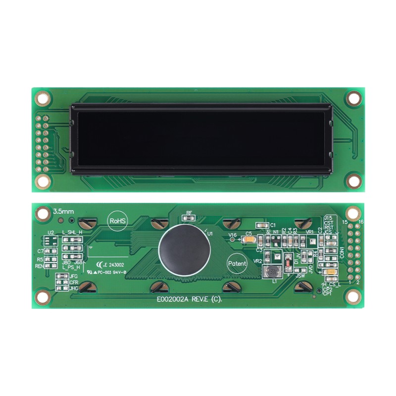 OLED002002A Character LCD Module, Black Film, Parallel Interface, 85x18.6mm View Size,  WS0010-TX Controller
