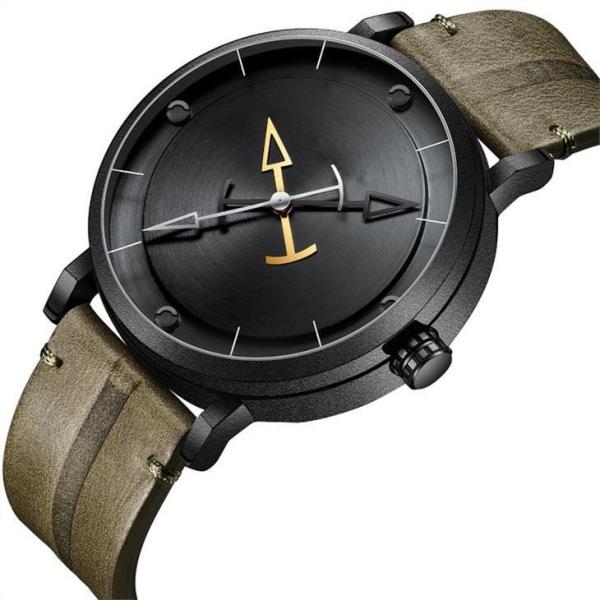 Alloy Case Mens Casual Leather Watch 30 Meters Water Resistance Mineral Glass Mirror