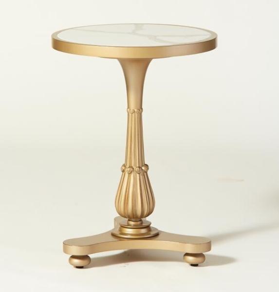 Stone top antique gold finish wooden side table/coffee table/end table for hotel bedroom furniture