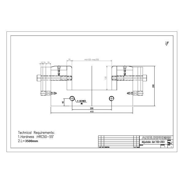 Adjustable Die Block  opening 100-200 MM 8000mm for Accurlpress Australia