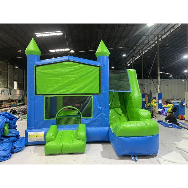 Green Jumping Castle Customizable Castle Inflatable Bounce & Slide Combo