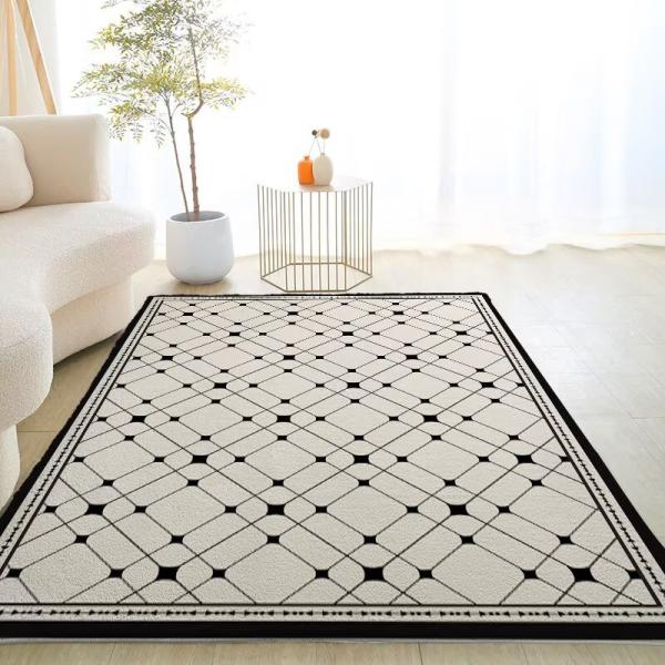 Soft Geometric Printed Velvet Carpet Modern Luxury Gold Foil Print Art Carpet
