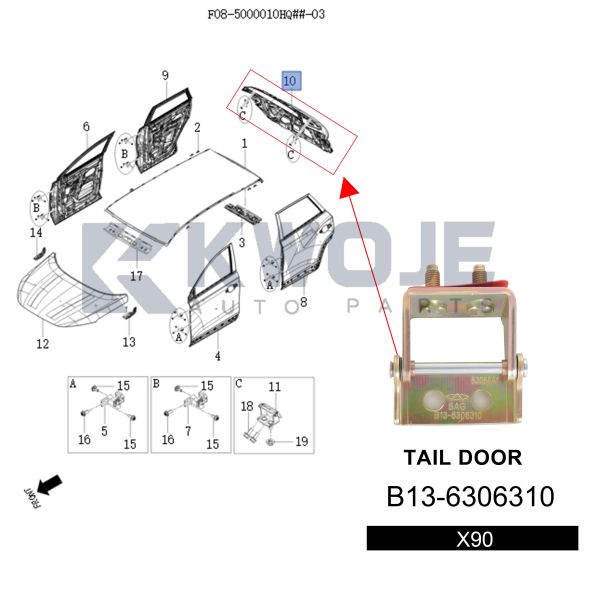 OEM B13-6306310 Car Rear Trunk Door Lift gate Back Tail Gate Exterior Handle Switch Accessories  For Jetour X90