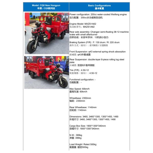 50-70Km/h Maximum Speed Gasoline Engine Tricycles for Cargo Transportation in Nigeria