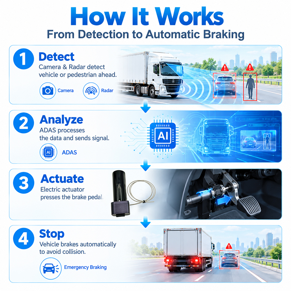 Proactive Fleet Risk Management Recorder AI 4G GPS WIFI MDVR ADAS DMS BSD 77GHz Radar AEBS Digital Brake Motor