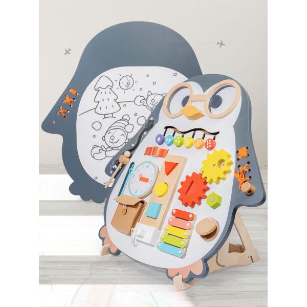Penguin Busy Board Vertical Double-Sided Painting Puzzle Toy for Kids Learning Function