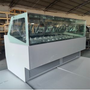R404a Ice Cream Display Freezer 24pcs Pans Cold Plate Gelato Showcase Commercial