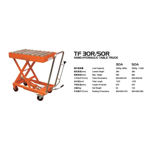 AA4C Прочный строительный ручной гидравлический столовый грузовик для тяжелых грузов TF15/30