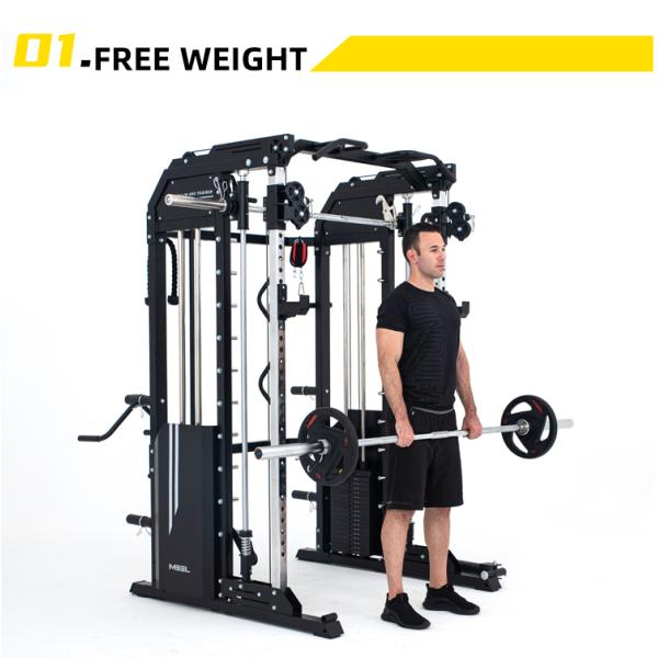 Custom Design Silver Grey Metal All in One Trainer Smith Machine for Home Workouts