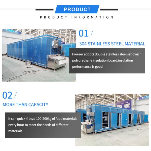 Customizable IQF Tunnel Freezer For Frozen Fries Production  1000kg/H