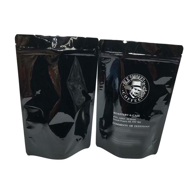 Os feijões de café levantam-se o preto lustroso impresso feito sob encomenda do malote 100g 500g 1kg do zíper