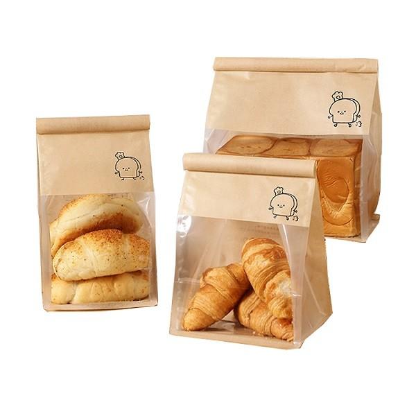 BOPP Grease Proof Bakery Bags Heat Seal Flat Bottomed Paper Bag 150 Microns