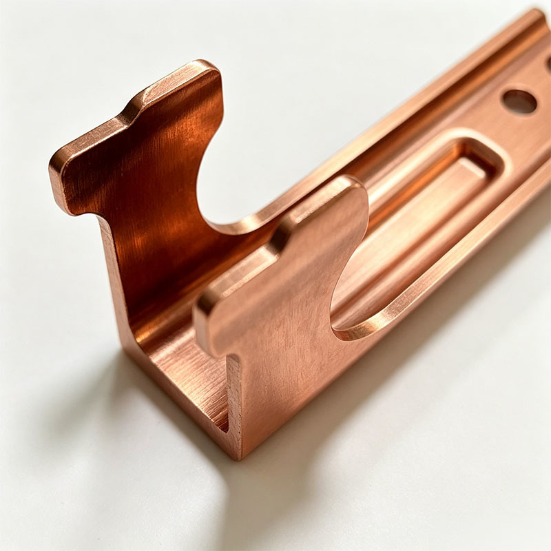 Custom CNC Machined T2 Pure Copper Slotted Mounting Bracket with Precision Adjustable Long Slot