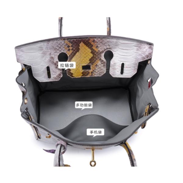 Platinum Sloping Across Single Shoulder Bag Snake Pattern Cow Leather