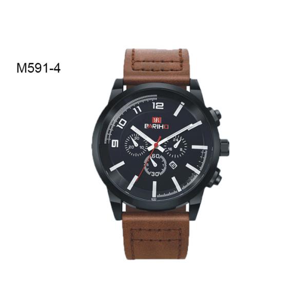 BARIHO Minimalist Analog Men's Quartz Watch Chronograph Leather Wristwatch M591