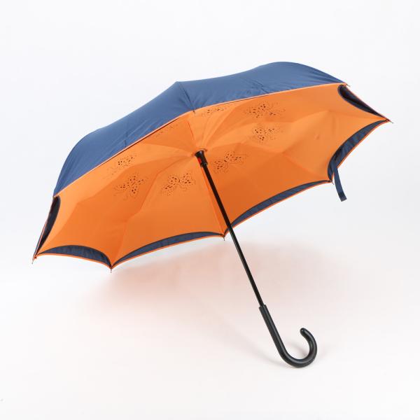 Double Layer Inverted Umbrella , Plastic C Handle Reverse Open And Close Umbrella