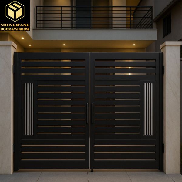 Luxury Front Stainless Steel Garden Gate Oxidation Resistance Aluminum Swing Door