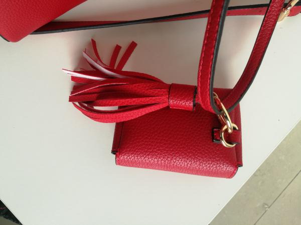 Fashion ladies handbag shoulder bag red colour with small purse onside for women