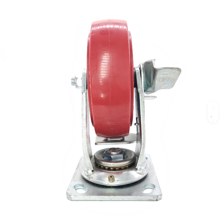 Hardware Tool Cabinet Industrial 6 Inch PU Polyurethane Medium Heavy Duty Swivel Side Lock Brake PU Caster and Wheel