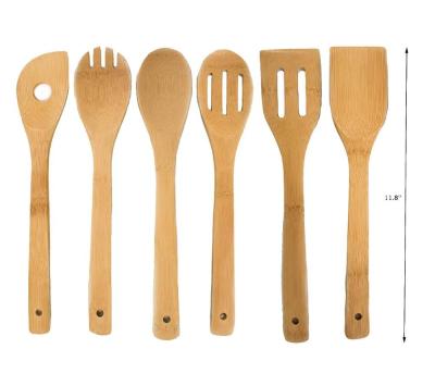 Non Stick Bamboo Kitchen Supplies Bamboo Wood Utensils 6 Pieces Set