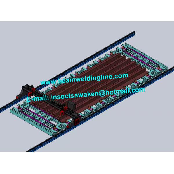 H beam welding line for steel bridge , Steel construction bridge rib assembling and welding machine