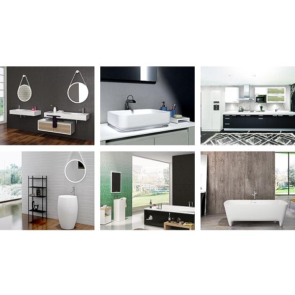 White Square Counter Top Wash Hand Basin Artificial Stone Bathroom Sink