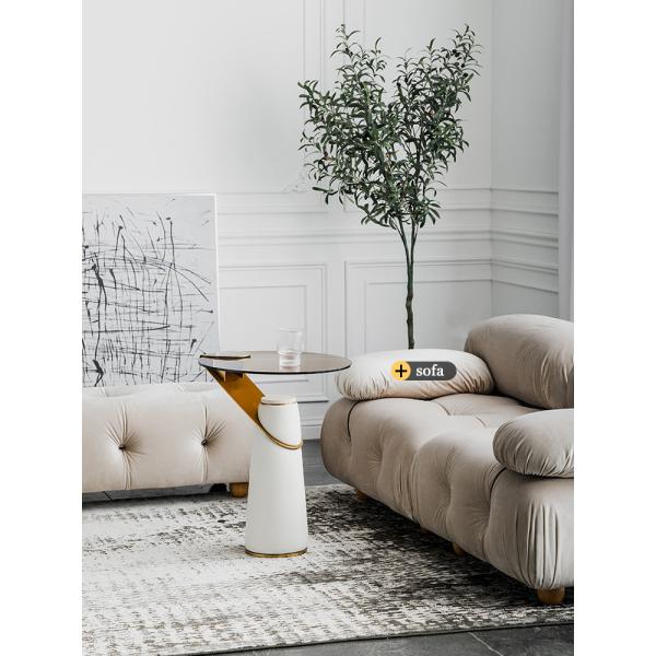 High 60cm L50cm Round Tempered Glass Top Coffee Table 300 Degree