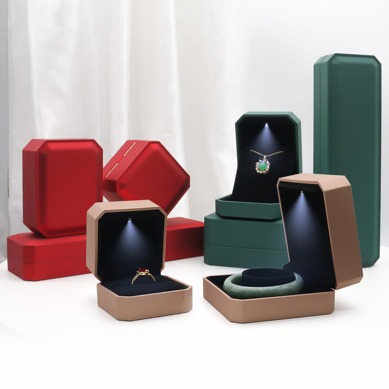 Plastic LED Light Jewelry Box With Velvet Lining Led Earring Box For Storage