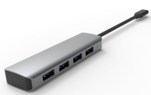 USB 3.1 Interface de type C à 3 ports USB A 3.0 RJ45 Carte réseau Ethernet Gigabit Gris