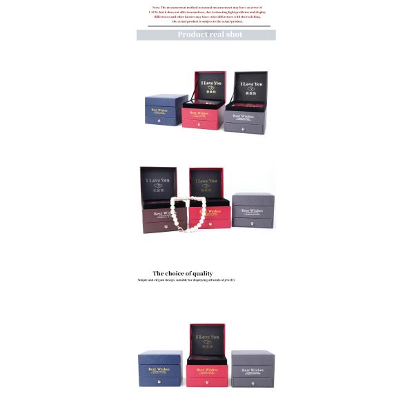 Taille personnalisée Box de bijoux de luxe carré Box d'emballage de cadeaux de bijoux avec rose