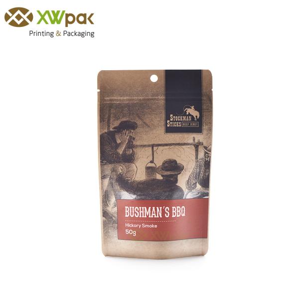 Reclosable Smell Proof Kraft Paper Food Bags , Brown Loose Tea Flat Kraft Paper Bags