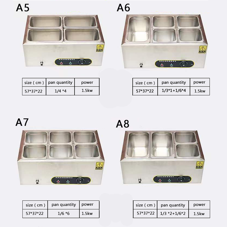 Rectangular Bain Marie Electric Food Warmer 150L 3 Pan Bain Marie