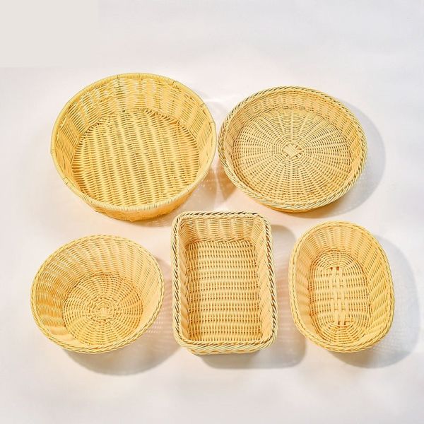 OEM Bagease Banneton Pp Kitchen Weave Plastic Food Laundry Lid Gift Hamper Bamboo Rattan Wicker Organizers Woven Storage Basket