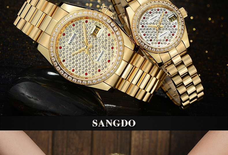 Full Diamond Dial Men Quartz Watch Stainless Steel Band Bling Crystal Bezel Luxury Business Wrist Watch Gift For Men Wedding Anniversary