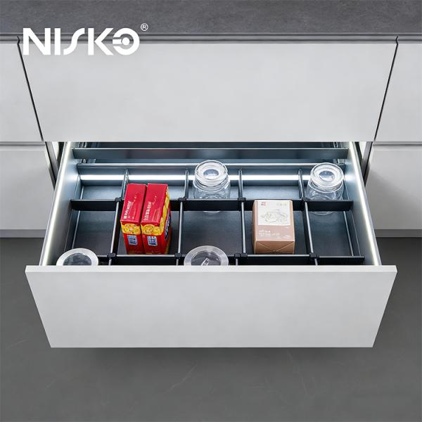 Bottle Basket Pull Out Shelf Cabinet Drawer for Kitchen Storage with Light