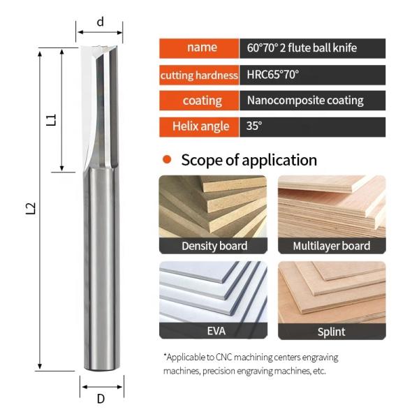 2 Edged Cutter Straight Tool End Mill Straight Router Bit 2 Flute Straight End Mill for Cnc Cutting Tool Woodworking