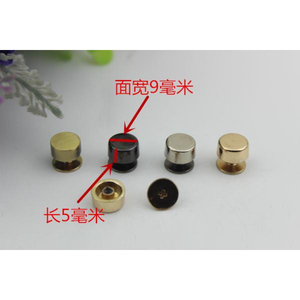 Luggage leather hardware accessories full copper gold color 9 mm round metal rivet nails with screws