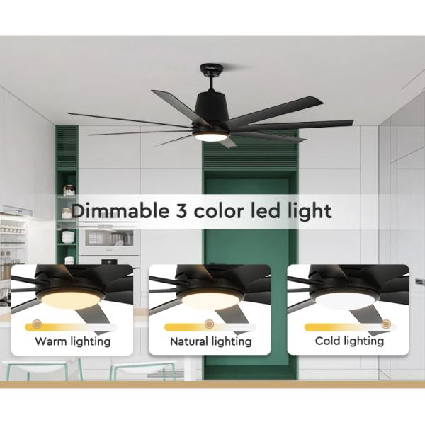 Economia de energia preta do perfil baixo lâminas plásticas do fã de teto 8 de 64 polegadas