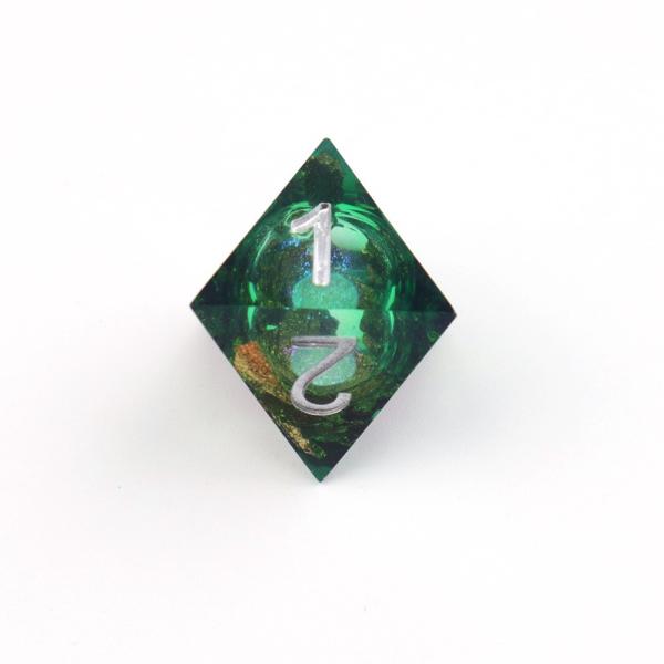 Green foil gold natural resin multi -faceted desktop game Dice Border Gate