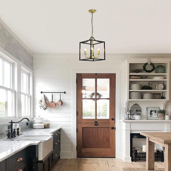 Industrial Metal Lantern Chandeliers 4-Light Adjustable Height Farmhouse Chandelier(WH-CI-136)