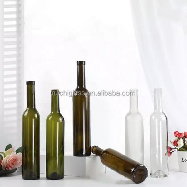 Bebidas Industriais 250ml Impressão de logotipo Garrafa de vinho de vidro plano transparente com marca personalizada