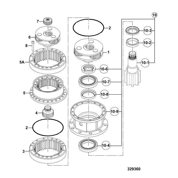 JRC0007 JCB220 JS205 JS200 Swing Motor Gearbox JCB220 Swing Reduction Gear