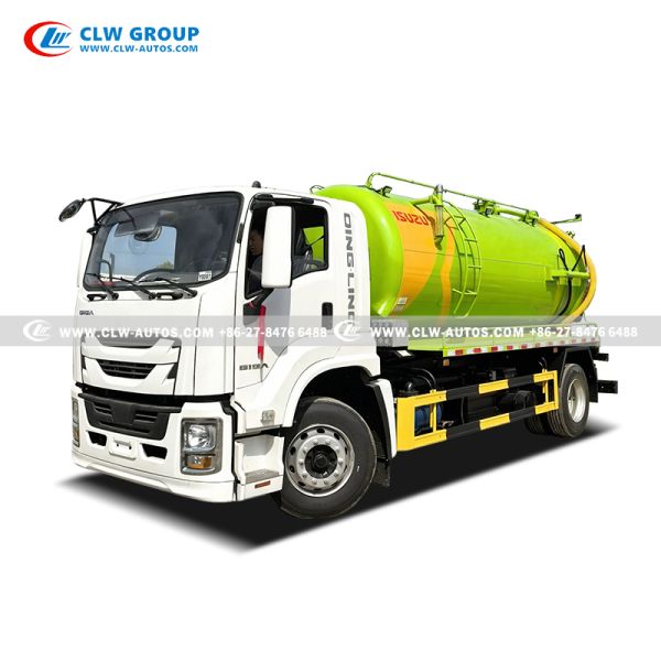 12 Cubic Meters Carbon Steel Tank Vacuum Sewage Suction Truck with High-efficiency Rotary Vane Vacuum Pump