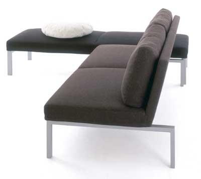 Nordic Style Soild Wood  Backrest Hotel Room Sofa Upholstered Stainless Steel Frame