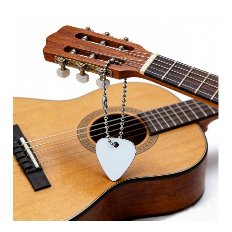 Double Sided Metal Sublimation Guitar Pick With Chain personalized guitar picks