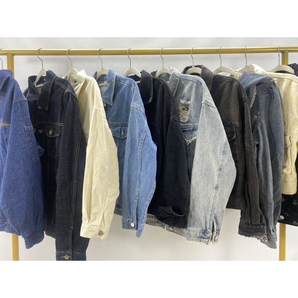 Slim Fit Second Hand Denim Jacket Shirt Mixed Size Fashionable Outerwear Used Clothing