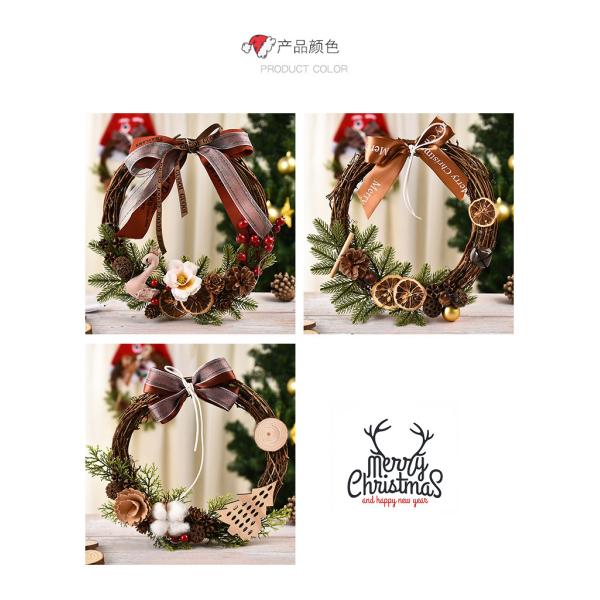 Plush Cloth and Plastic Christmas Pinecone Wreath for Outdoor Christmas Decorations